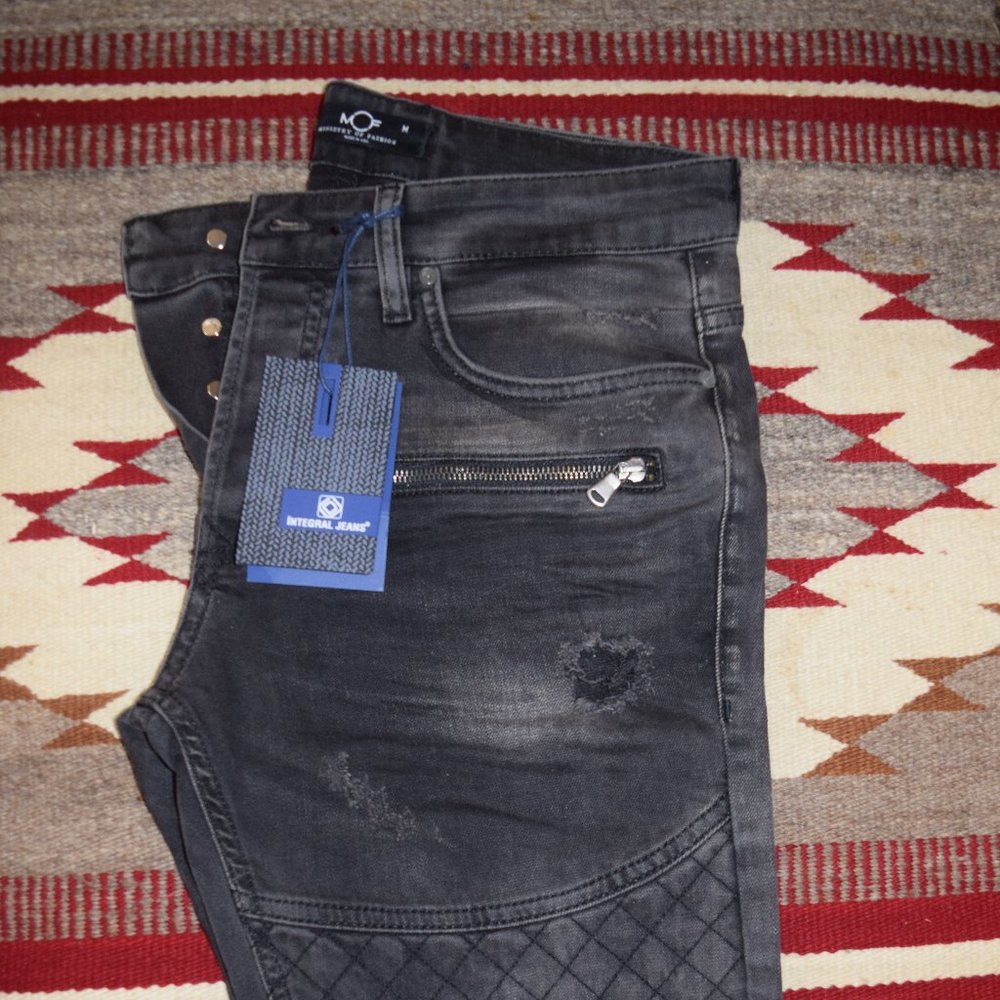 Mens Trendy Distressed Black Biker Jeans